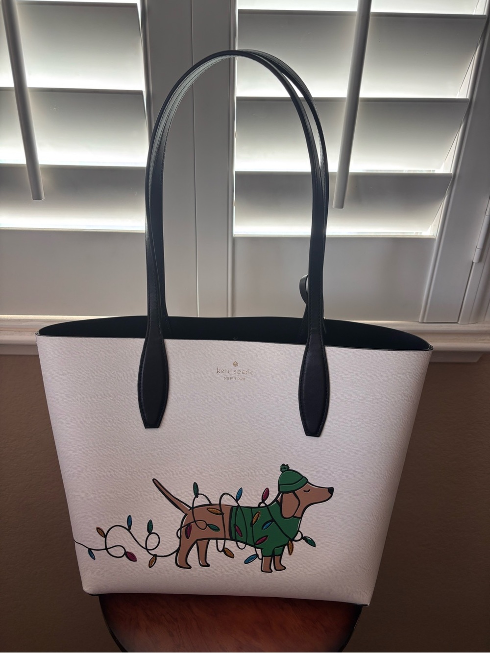 Kate Spade Claude Large Dachshund Dog Holiday Print w/ Zip Pouch